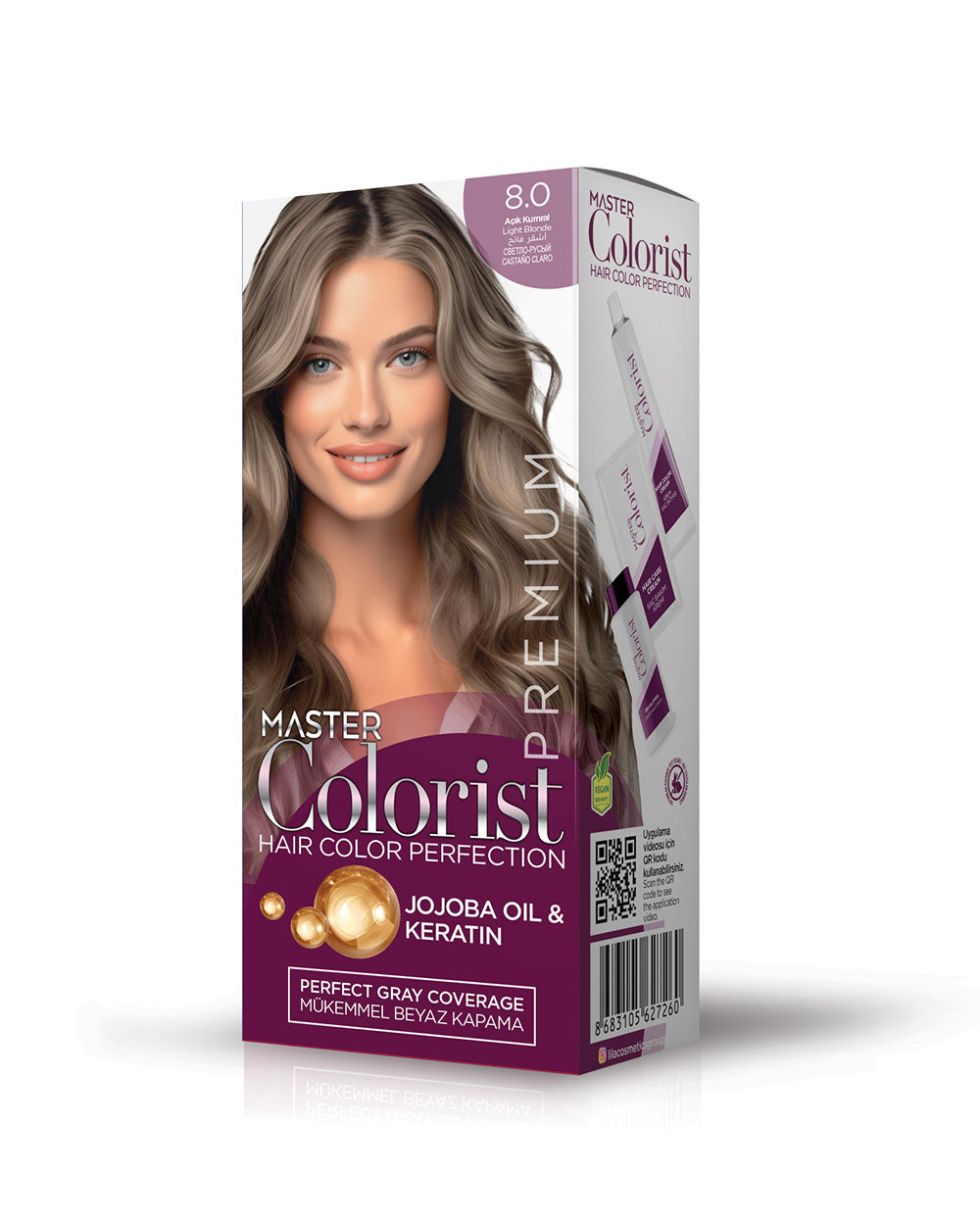 Master Colorist Premium Yarı Kit 8.0 Açık Kumral – Lila Kozmetik