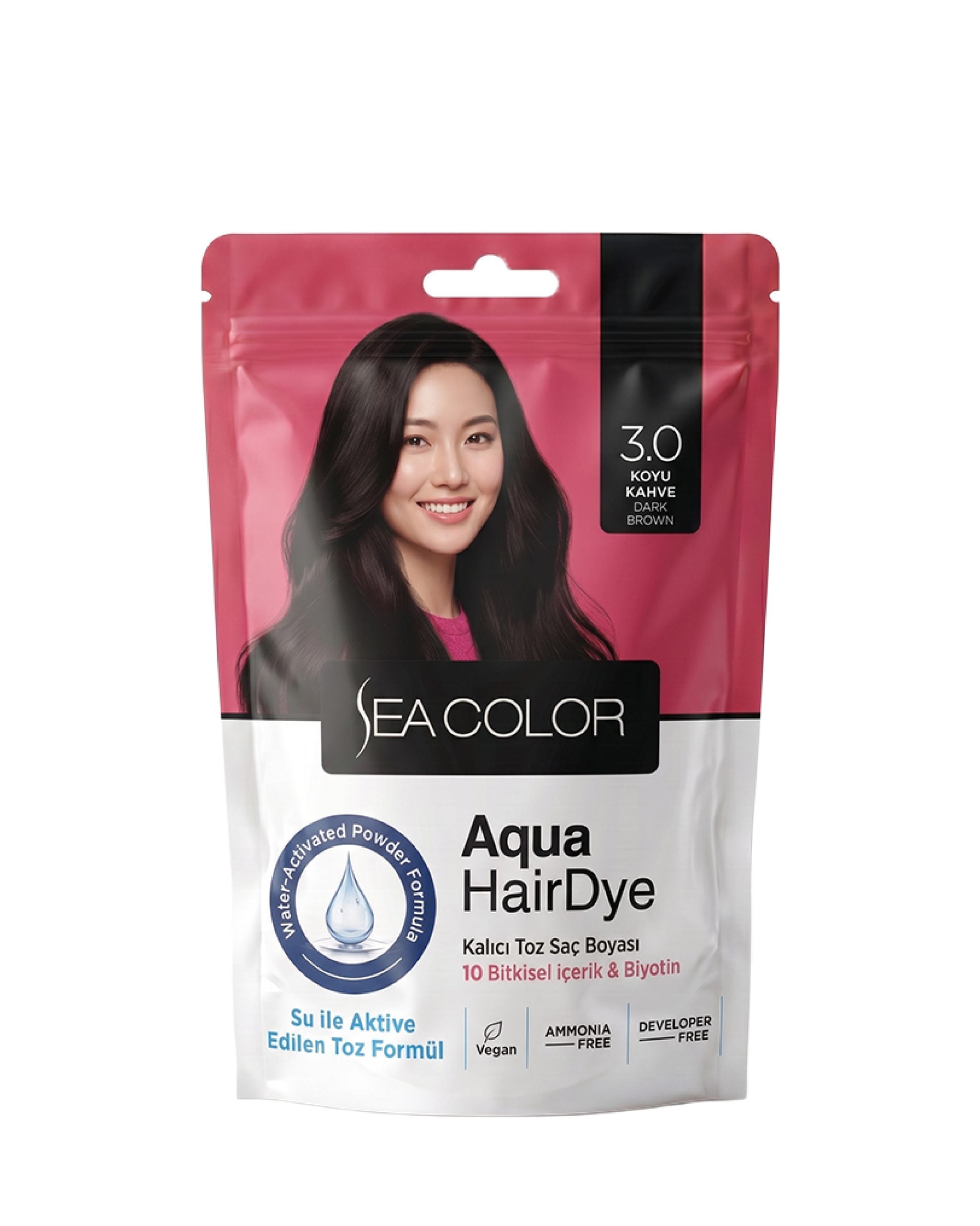 Sea Color Aqua Hair Dye Suyla Aktifleşen Toz Saç Boyası 3.0 Koyu Kahve