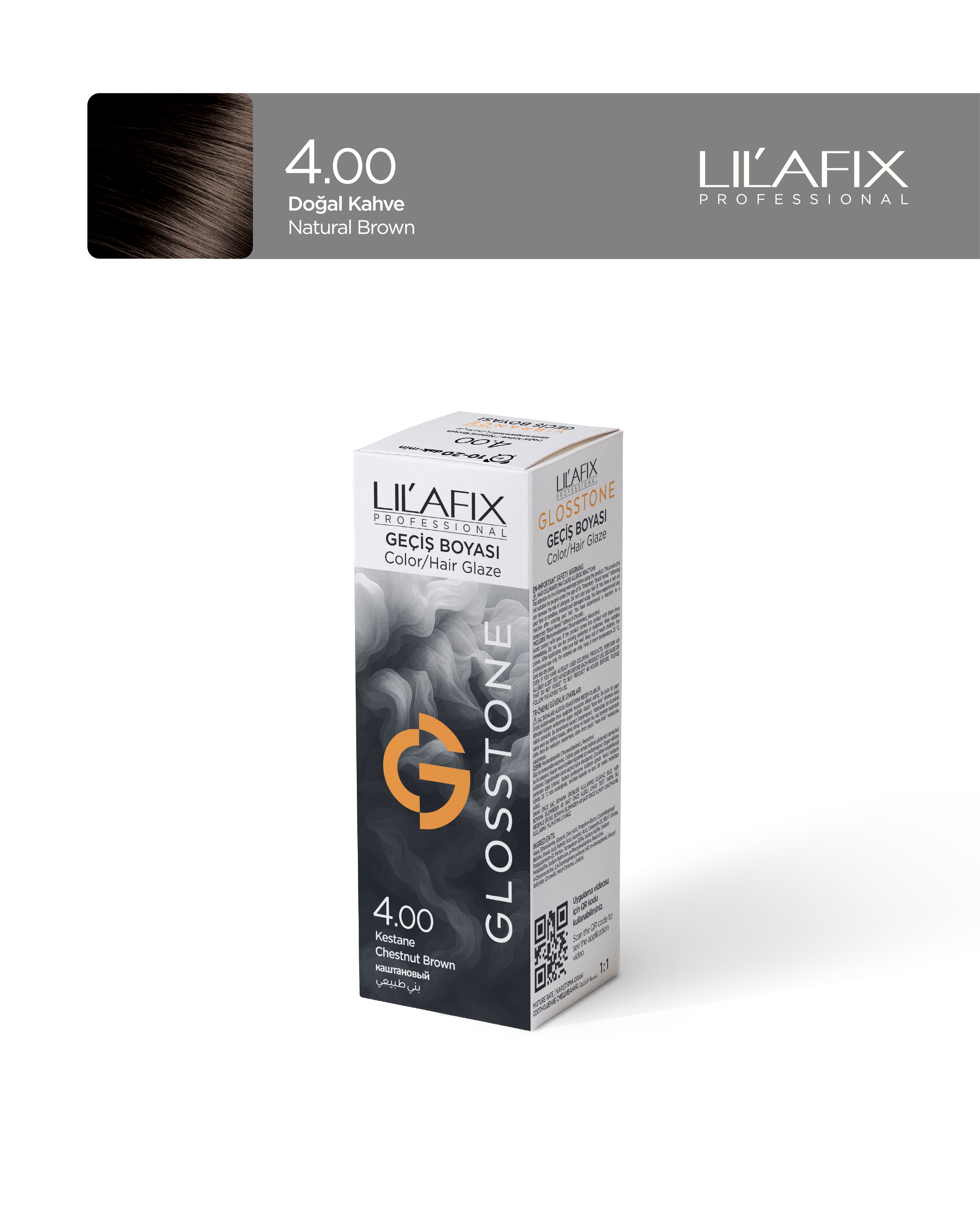 Lilafix Glosstone Saç Cila Boyası 100 ml 4.00 Doğal Kahve