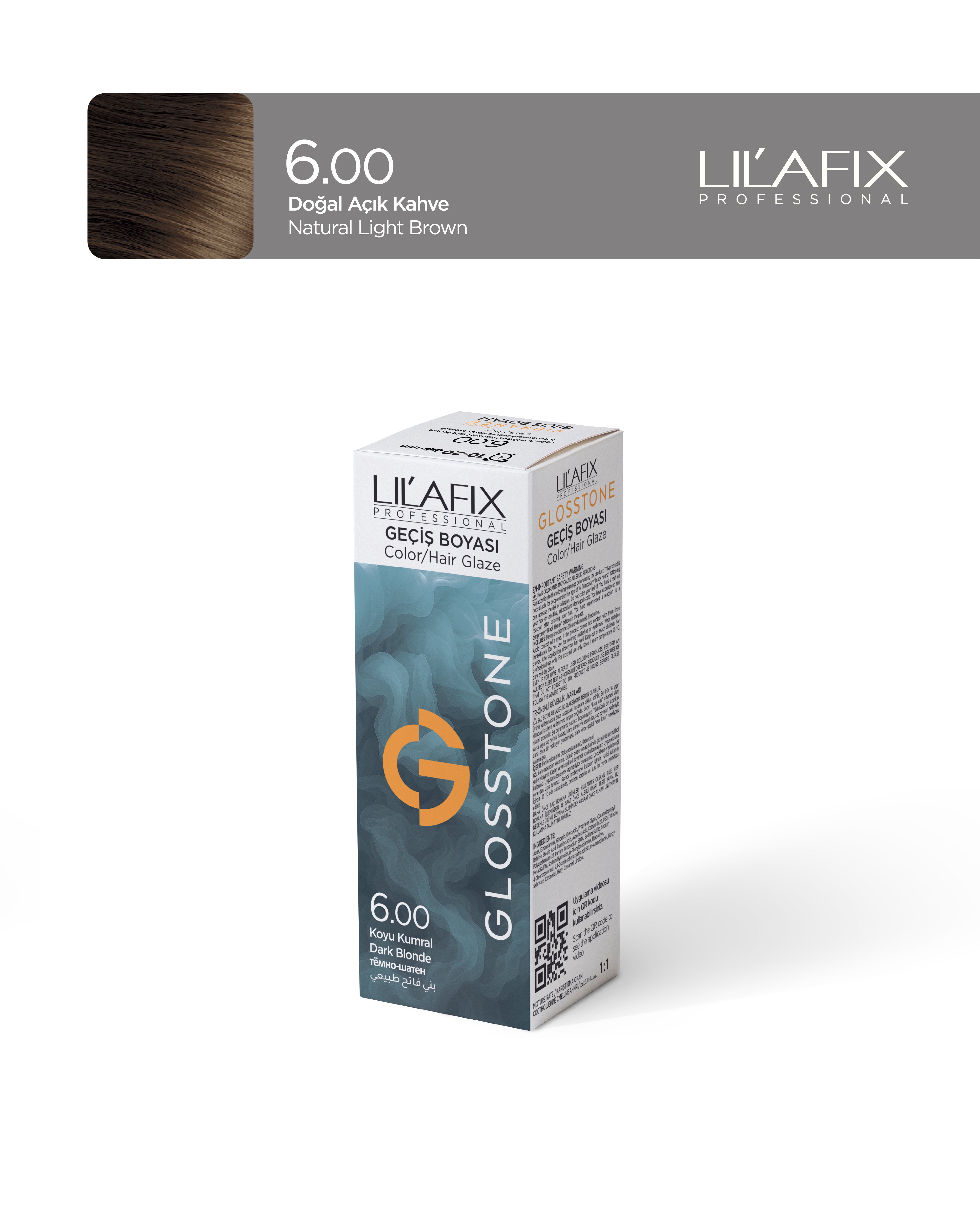 Lilafix Glosstone Saç Cila Boyası 100 ml 6.00 Doğal Açık Kahve