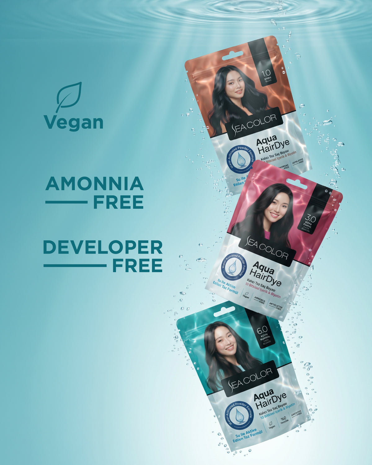 Sea Color Aqua Hair Dye Suyla Aktifleşen Toz Saç Boyası 5.0 Açık Kahve