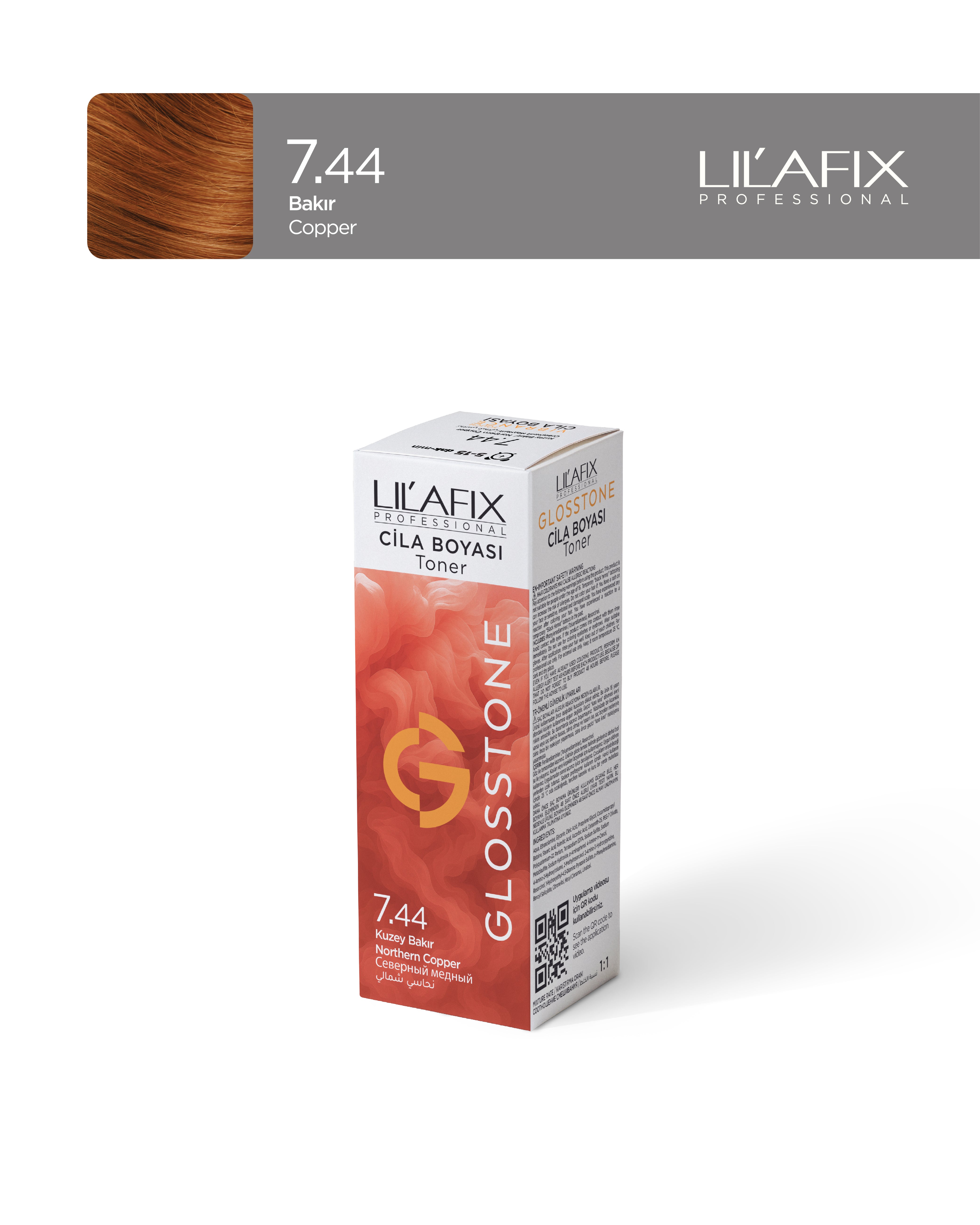 Lilafix Glosstone Saç Cila Boyası 100 ml 7.44 Kuzey Bakır