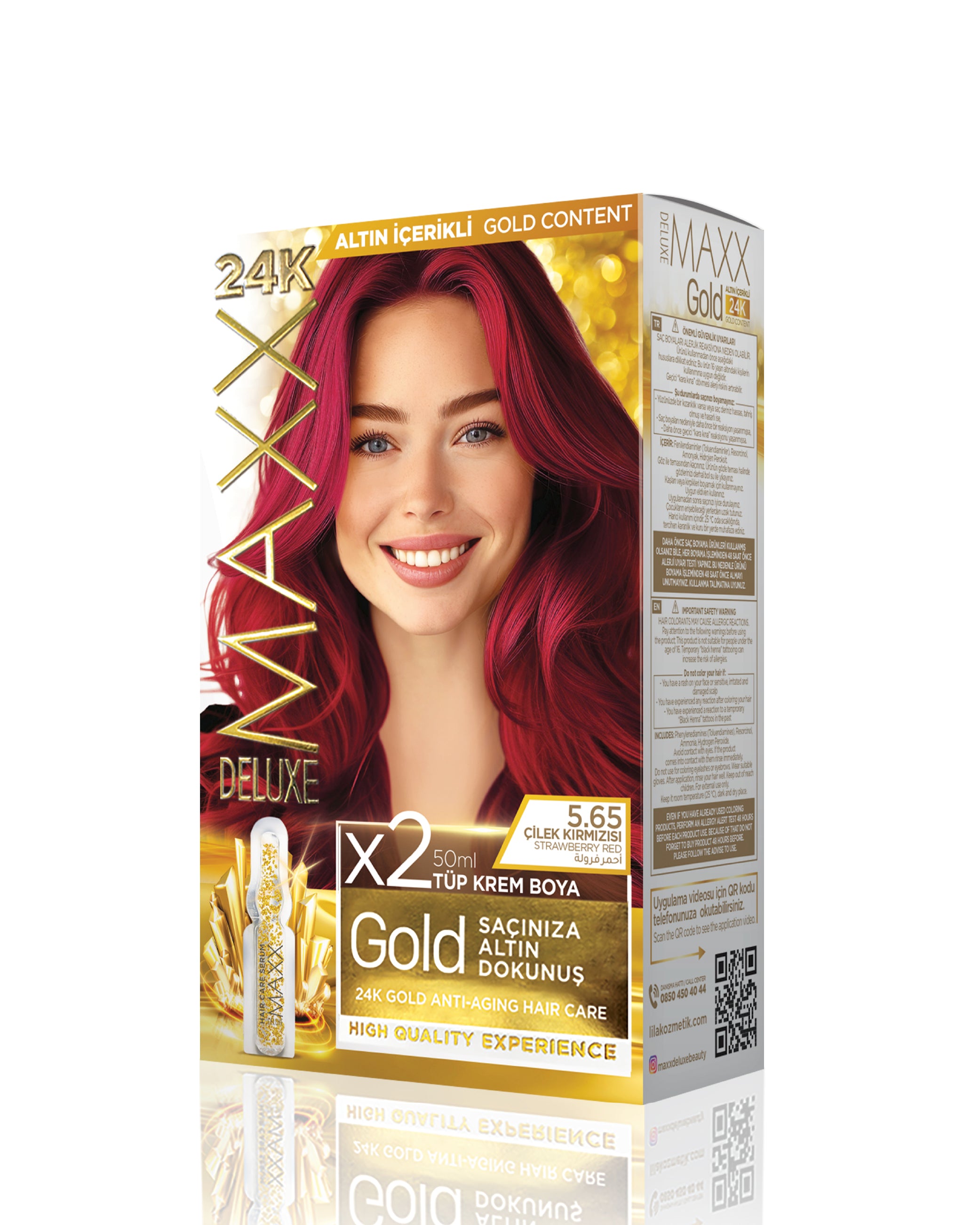 Maxx Deluxe Gold Beauty Set Boya 5.65 Çilek Kırmızısı