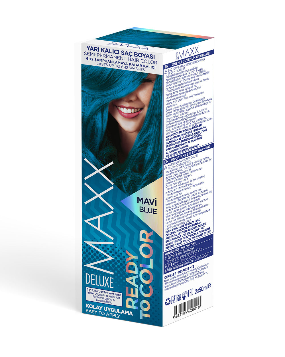 MAXX DELUXE YARI KALICI TÜP BOYA MAVİ