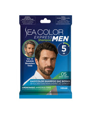 Sea Color Express Men Amonyaksız Şampuan Boya, Şampuan Kolaylığında Erkek Saç Boyası 05 Doğal Kahve